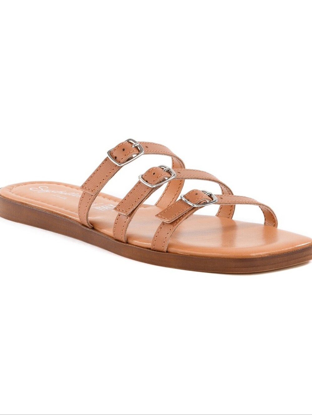 Seychelles Triple Buckle Tan Slide Sandal - Women 8.5 New